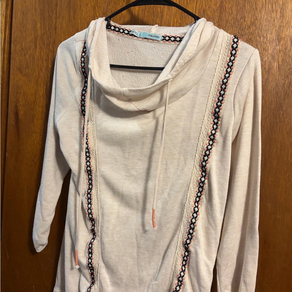 Maurices Cream Sweater with Embroidered Detail